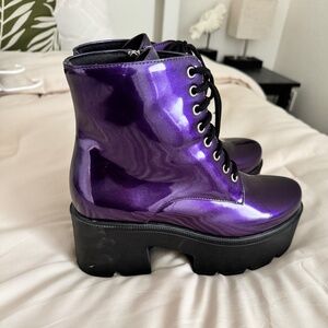 Shiny Purple Boots - size 8.5 US